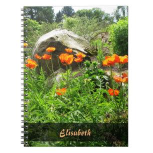 Garden Photo Lush Park Spring Poppies any Name Notitieboek