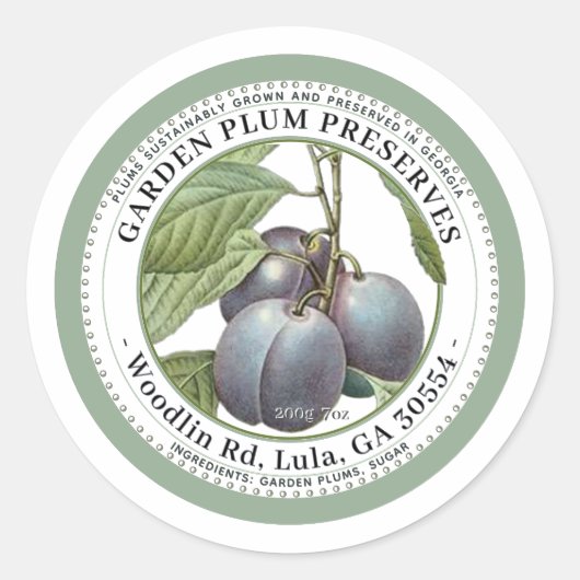 Garden Plum Preserve Jelly Label (Voorkant)