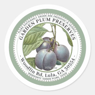 Garden Plum Preserve Jelly Label