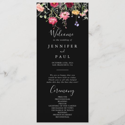 Garden Programme de mariage Fleur sauvage multicol (Devant)