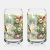 Garden Rose Bird Watercolor Scene (Gauche)