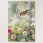 Garden Rose Bird Watercolor Scene Legpuzzel (Verticaal)