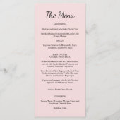 Garden Rose Pink Wedding Menu  (Devant)
