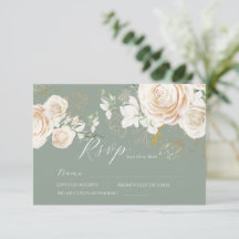 Garden Roses Sage Green Floral Elegant Wedding