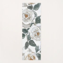 Garden Roses | White Watercolor Floral Vintage Yogamat