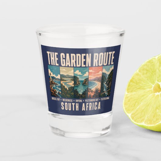 Garden Route South Africa Illustration Vintage Shot Glas (Voorkant)