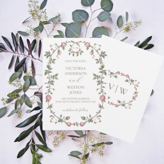 Garden Sage Green Save the Date Uitnodiging