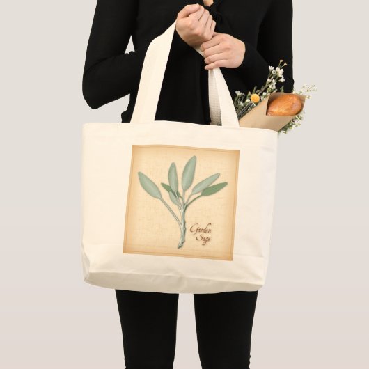 Garden Sage Herb Grote Tote Bag (Voorkant (product))
