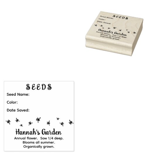 Garden Saved Seeds Bijen Design Rubberstempel (Gestempeld)
