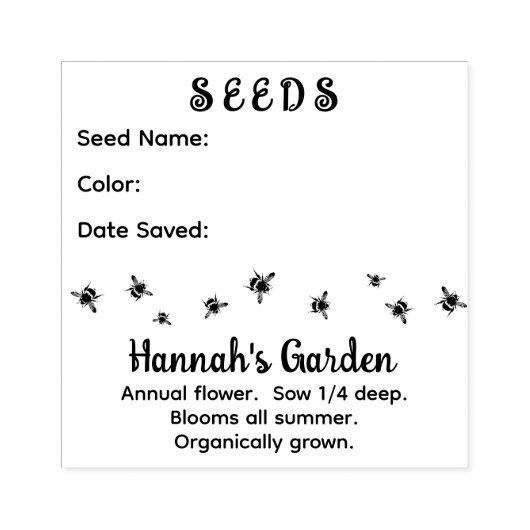Garden Saved Seeds Bijen Design Rubberstempel (Afrduk)