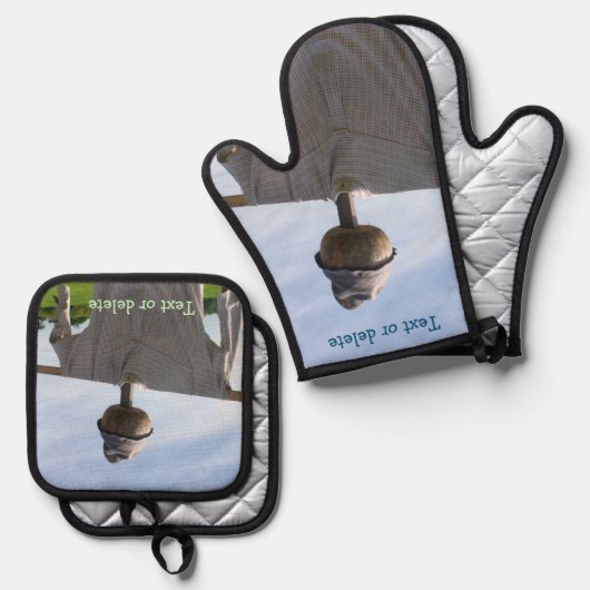 Garden Scarecrow Natuur op maat Ovenwant & Pannenlap Set (Voorkant / Achterkant)