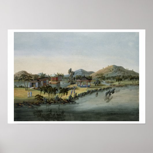 Garden Scene, c.1820-40 (m/c op papier) Poster (Voorkant)