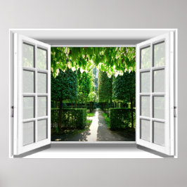 Garden Scene Fake Window Uitzicht 3D Poster