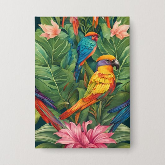 Garden Serenity: Vogel in bloei Button (Voorkant)