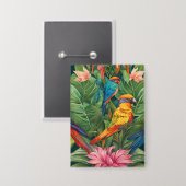 Garden Serenity: Vogel in bloei Button (Voorkant / Achterkant)