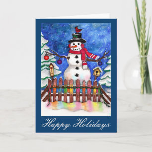 Garden Snowman Feestdagen Kaart