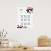 Garden Splash Floral Wedding Dinner Sechart Poster (Keuken)