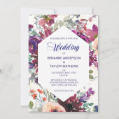 Garden Splash Modern Floral Wedding Invitation Kaart (Voorkant)