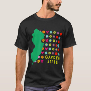 Garden State NJ Flowers New Jersey Map Grap T-shirt