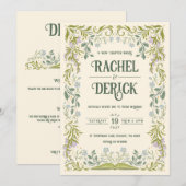 Garden Storybook Fairytale Wedding Invitation Kaart (Voorkant / Achterkant)