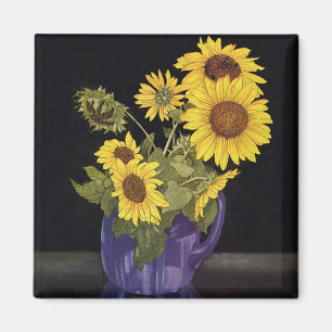 Garden Summer Sunflower Flowers in Vase Magneet
