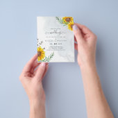 Garden Sunflower Blue Rustic Boho Wedding Flyer (Hand)