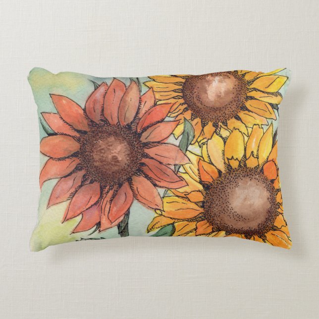 Garden Sunflower Pillow Accent Kussen (Voorkant)