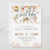 Garden Sweet Baby Girl Baby shower Invitation (Devant)