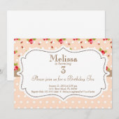 Garden Tea Party Birthday Invitation Kaart (Voorkant / Achterkant)