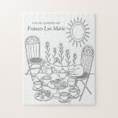 Garden Tea Party & Sleeping Cat Jigsaw Puzzle Legpuzzel (Verticaal)