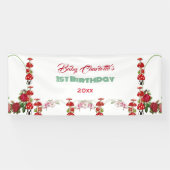 Garden Toadstool Rustic Rozen Baby 1e verjaardag Spandoek (Horizontaal)