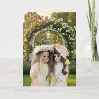 Garden Trellis Antique Dolls 5" x 7" Card Bedankkaart