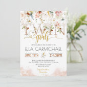 Garden Twins Girls Baby shower Invitation (Debout devant)