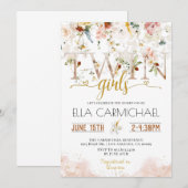 Garden Twins Girls Baby shower Invitation (Devant / Derrière)