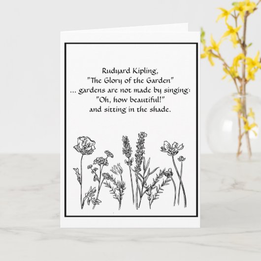 Garden Verse Rudyard Kipling Waterverf Flowers Kaart (Gele Bloem)