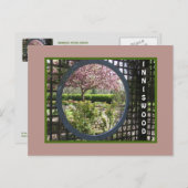 GARDEN VIA HET RONDE LATTICE VENSTER/INNISWOOD BRIEFKAART (Voorkant / Achterkant)