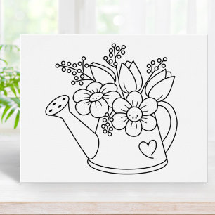 Garden Watering kan met Flowers Coloring Page Poster