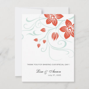 Garden Wedding Oranje en Blue Floral Wedding Bedankkaart