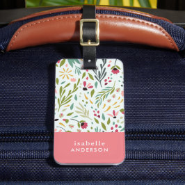 Garden Whimsy Floral gepersonaliseerd Bagagelabel