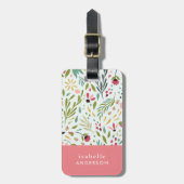 Garden Whimsy Floral gepersonaliseerd Bagagelabel (Voorkant verticaal)