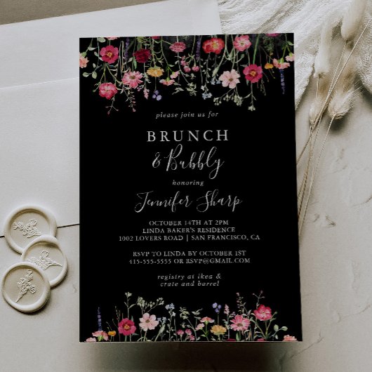 Garden Wildflower Brunch en Bubbly Vrijgezellenfee Kaart