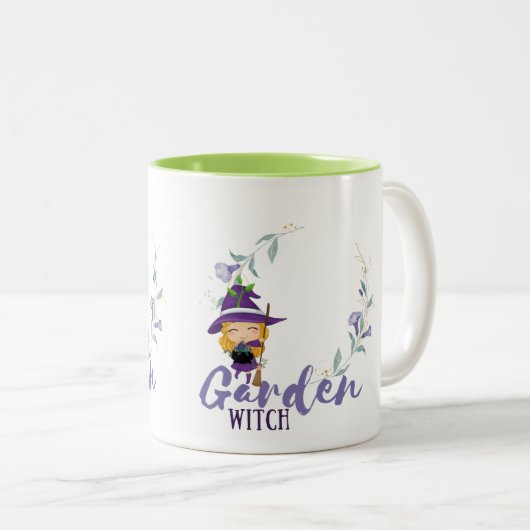 GARDEN WITCH - Personalize with text, spell, sigl Tweekleurige Koffiemok (Voorkant rechts)