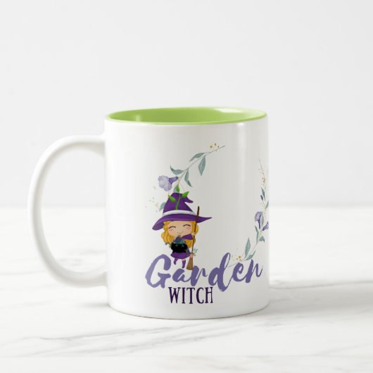 GARDEN WITCH - Personalize with text, spell, sigl Tweekleurige Koffiemok (Links)