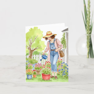 Garden Woman Waterverf Bedankkaart