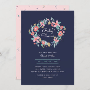Garden Wreath Baby shower Invite Kaart