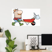 Gardener en Wielbarrow Poster (Thuiskantoor)