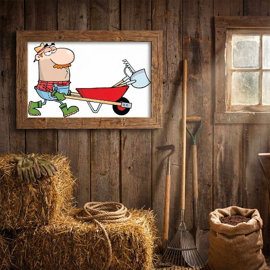 Gardener en Wielbarrow Poster