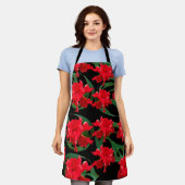 Gardener Hibiscus Monstera Pattern Black Apron Schort (Gedragen)