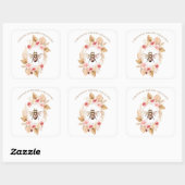 Gardener Honey Bee and Blush Pink and Floral Vierkante Sticker (Vel)