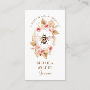 Gardener Honey Bee and Blush Pink and Floral Visitekaartje